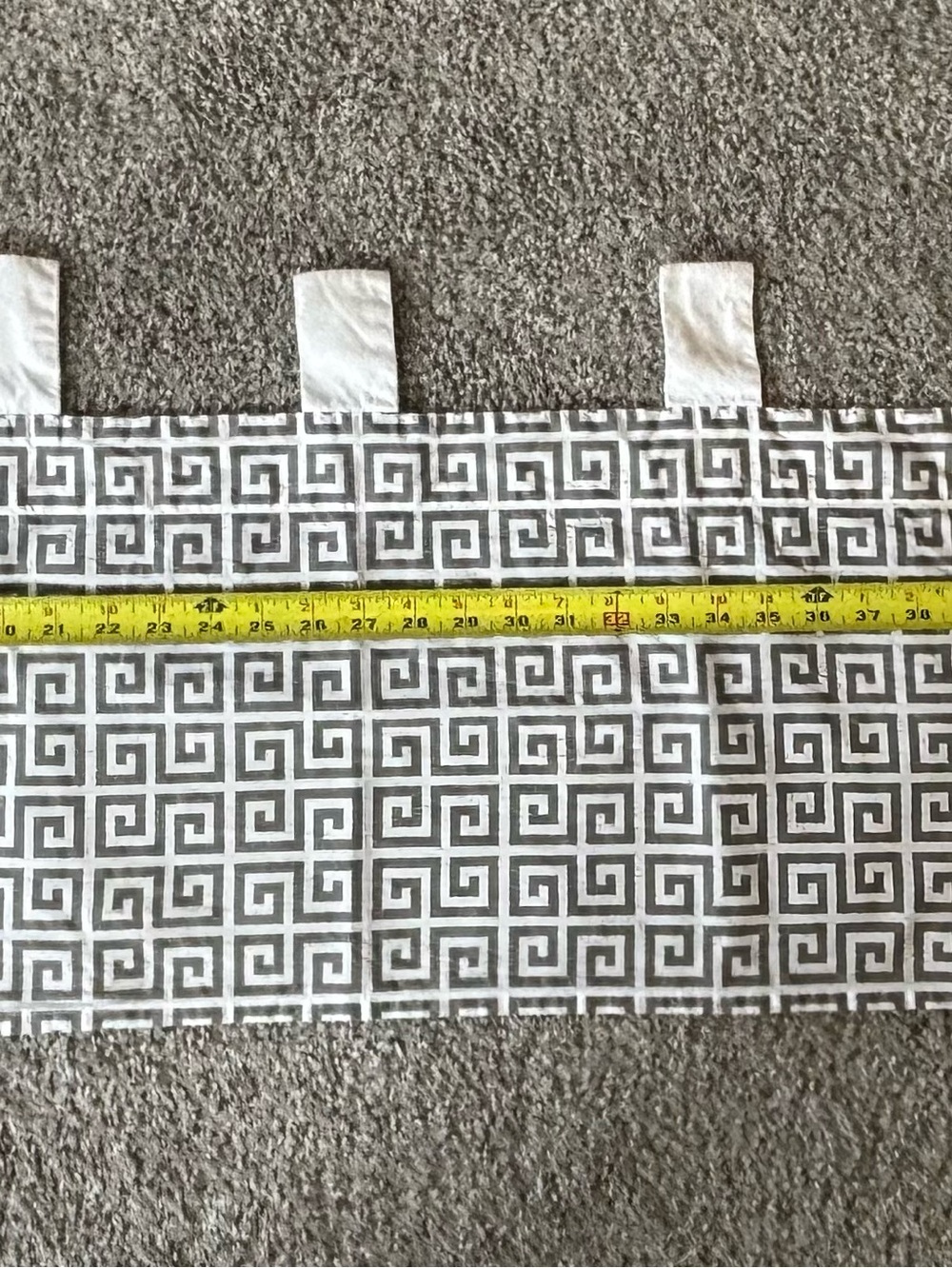 Gray & White Greek Key Valance – 53” Wide